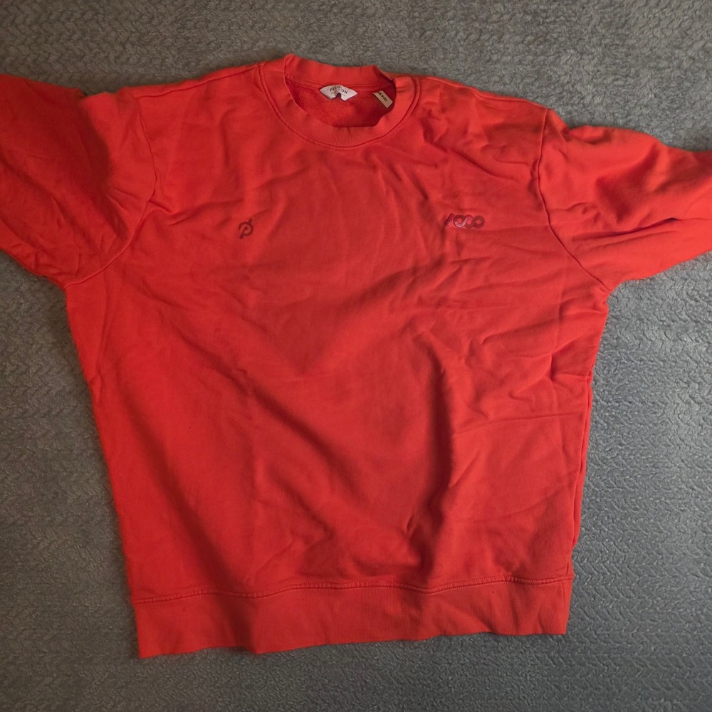 Peloton Mens 1000 Rides Milestone Crewneck Sweatshirt Red Orange Size L USA Made - Picture 6 of 10